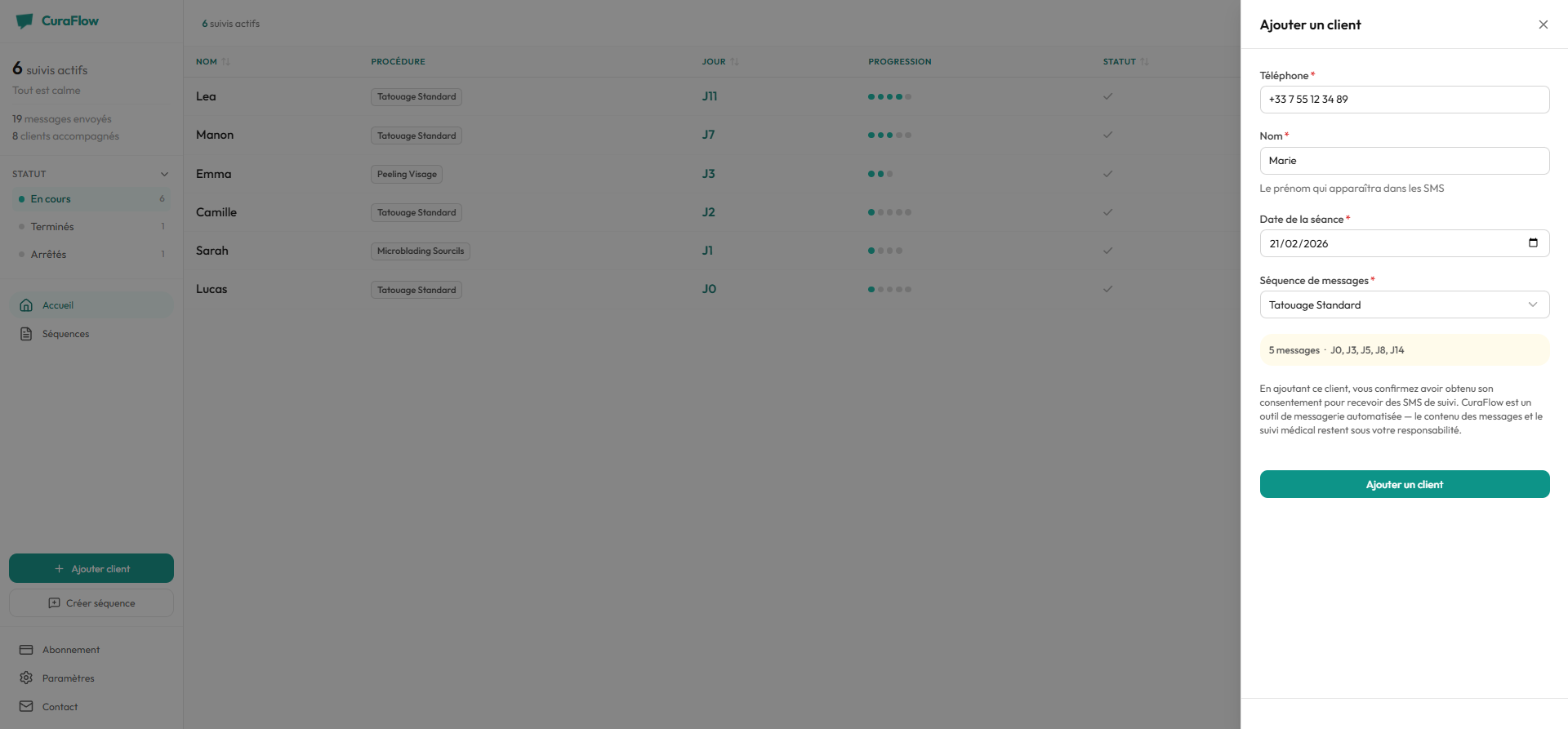 Formulaire d'ajout client en 10 secondes