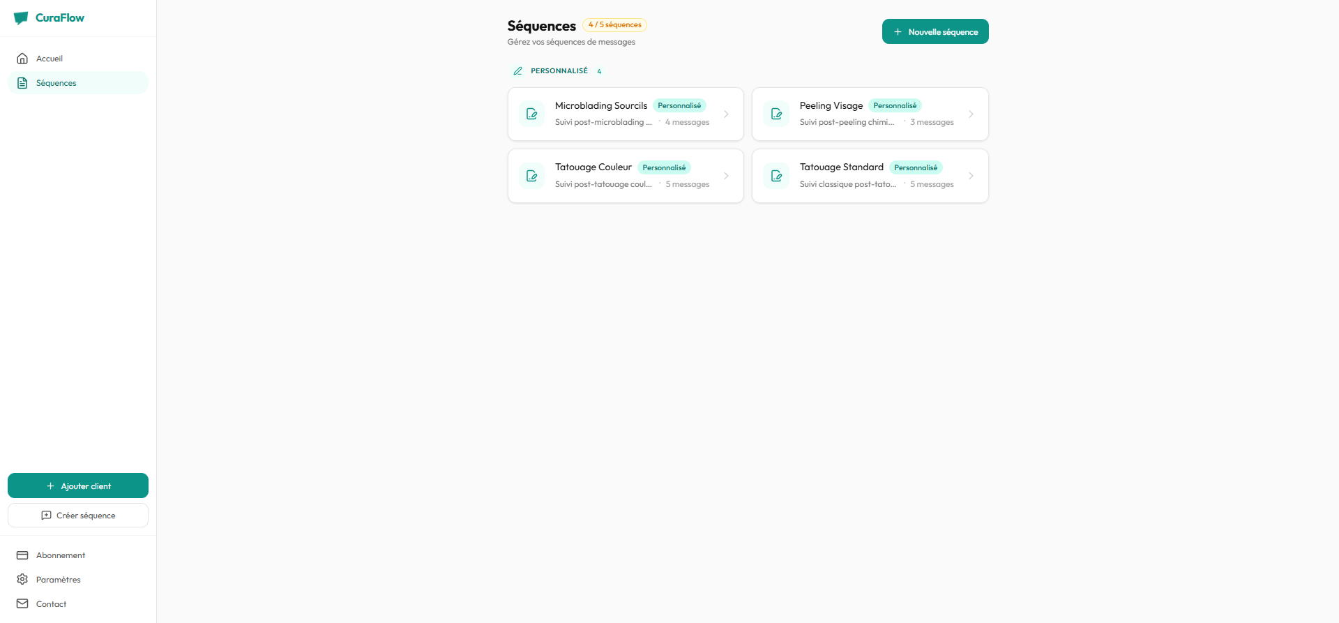 Plusieurs sequences adaptees par type de soin